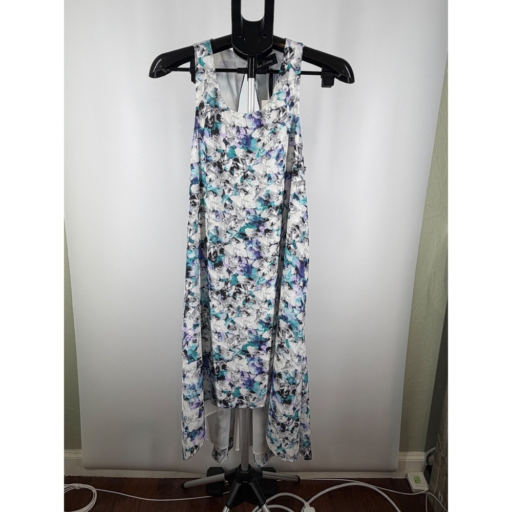 Sam Edelman Blue Floral High-Low Midi Dress Sleeveless Keyhole Back NEW M